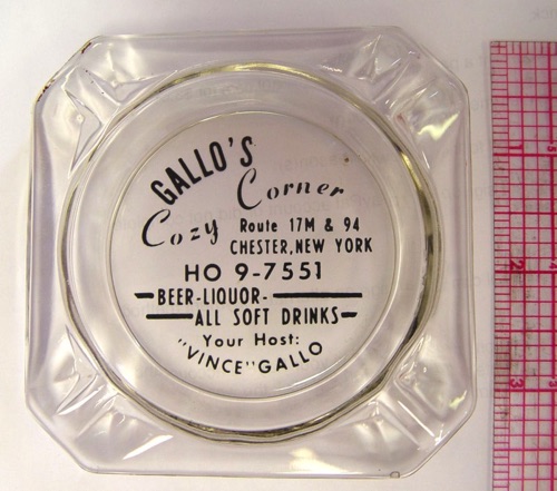 Gallo's Cozy Corner glass ashtray. Circa 1960s. chs-006136
